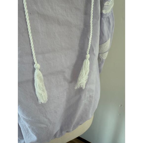 Tory Burch Sadie Purple Embroidered Women's 4 Top Peasant Lavender - Picture 6 of 10